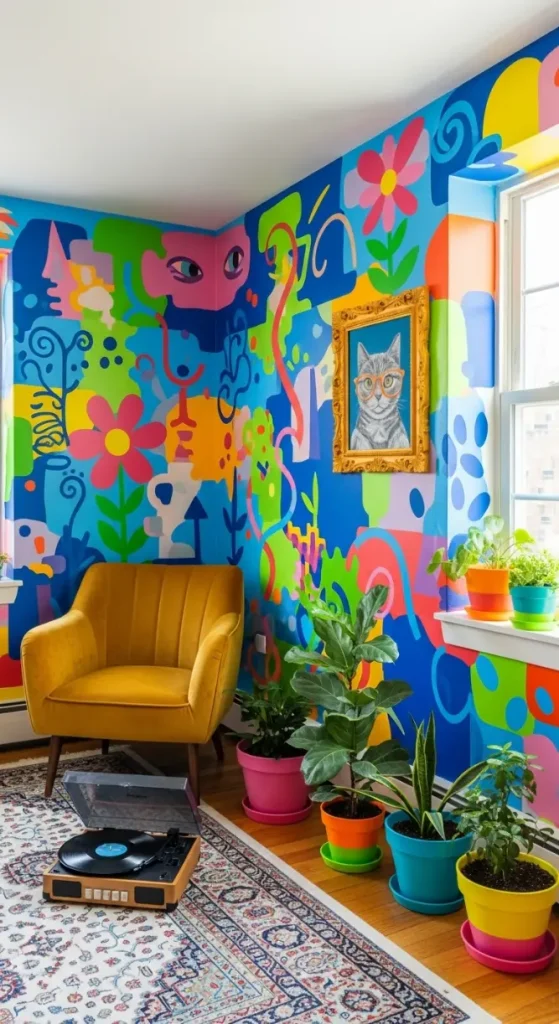21 Maximalist Quirky Home Decor Ideas to Transform Your Space 19 Hand-Painted Walls or Murals