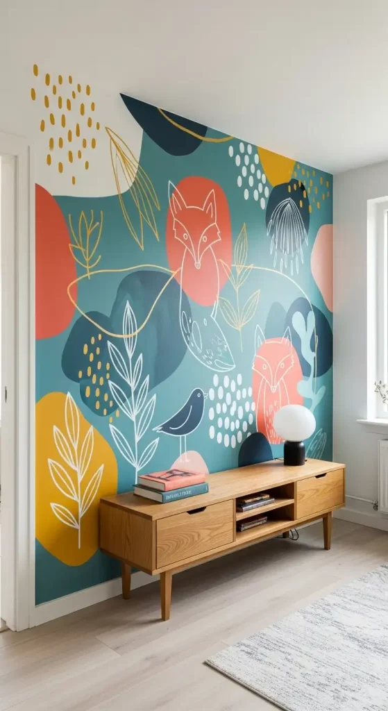 19 Quirky Home Decor Painting Ideas That Add Creative Energy & Bold Personality 3 Hand-Painted Accent Walls