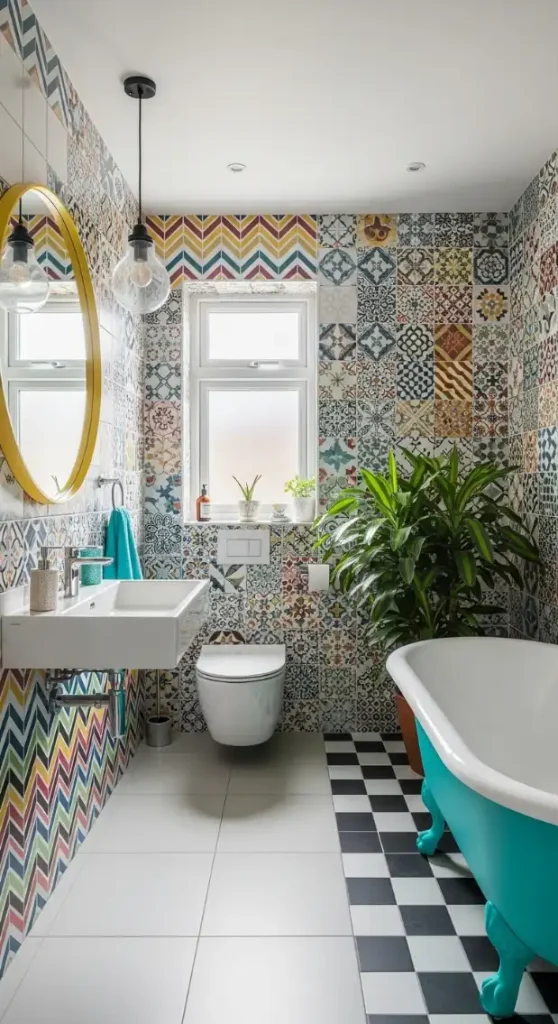 22 Bold & Inspiring Quirky Home Decor Bathroom Ideas for a Fun and Creative Space 4 Colorful Statement Bathroom Tiles