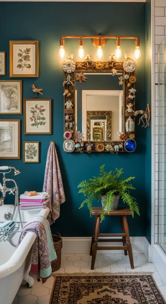 22 Bold & Inspiring Quirky Home Decor Bathroom Ideas for a Fun and Creative Space 5 Vintage Mirrors with Quirky Frames