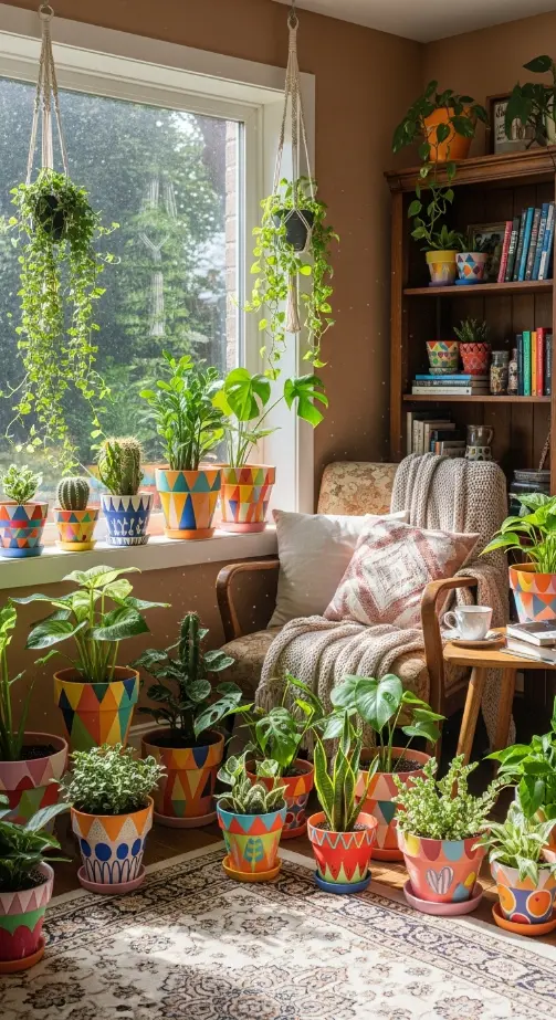 19 Quirky Home Decor DIY Creative Ideas to Transform Your Space 6 Painted Plant Pots & Planters