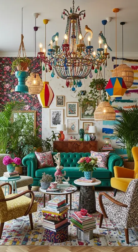 21 Maximalist Quirky Home Decor Ideas to Transform Your Space 9 Statement Lighting Fixtures