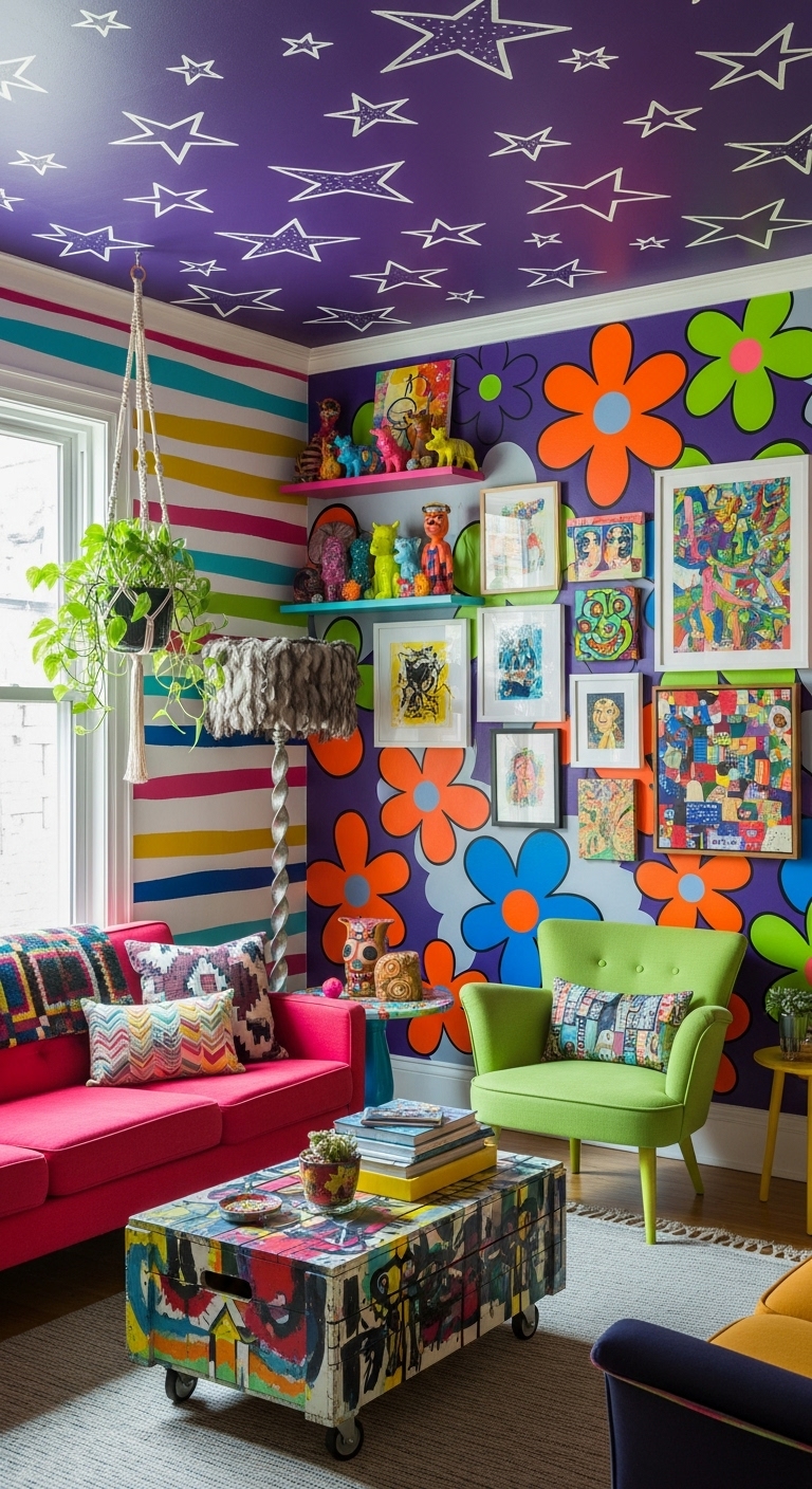 19 Quirky Home Decor Painting Ideas That Add Creative Energy & Bold Personality 2 Abstract Wall Paintings with Bold Colors