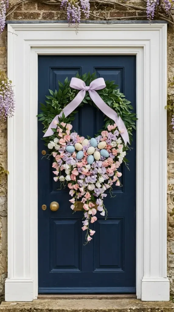 22 Cutest Easter Home Decor Speckled Egg Front Door Wreath 1 Classic Moss and Speckled Egg Nest Wreath
