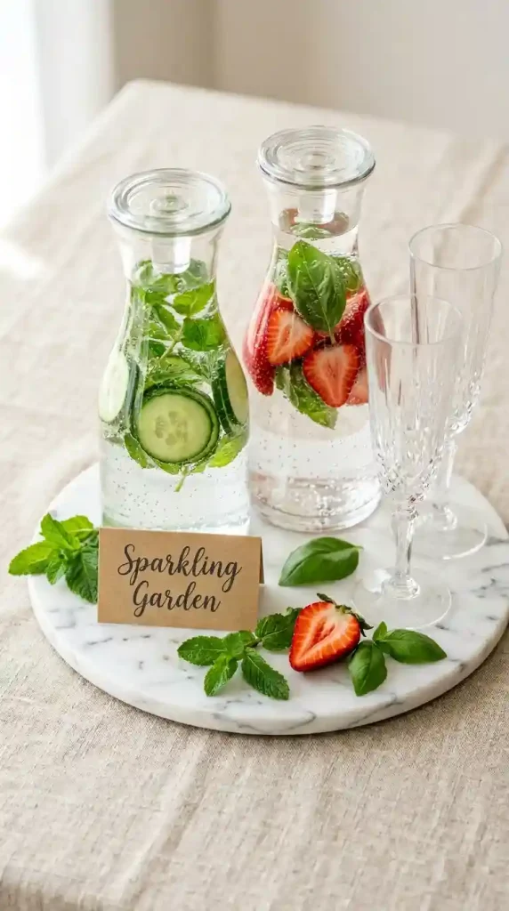 18 DIY Spring Party Decor Ideas - Elevated Mimosa Bar Setup 10 10. Style a Mocktail Station Alongside the Mimosa Bar