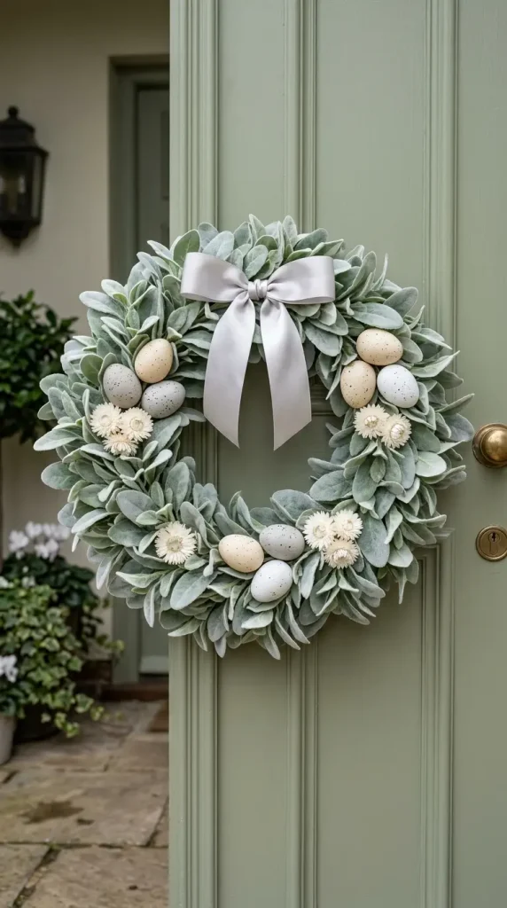 22 Cutest Easter Home Decor Speckled Egg Front Door Wreath 12 Burlap and Speckled Egg Farmhouse Wreath
