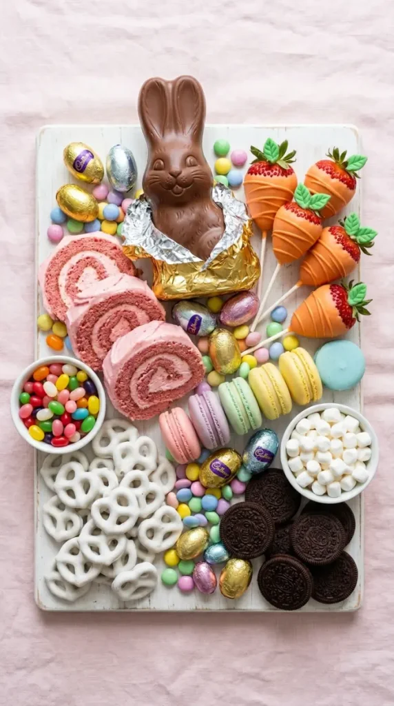 20 Cutest Easter Home Decor Bunny Charcuterie Board 15 Dessert Charcuterie Board With Chocolate Bunny Centerpiece
