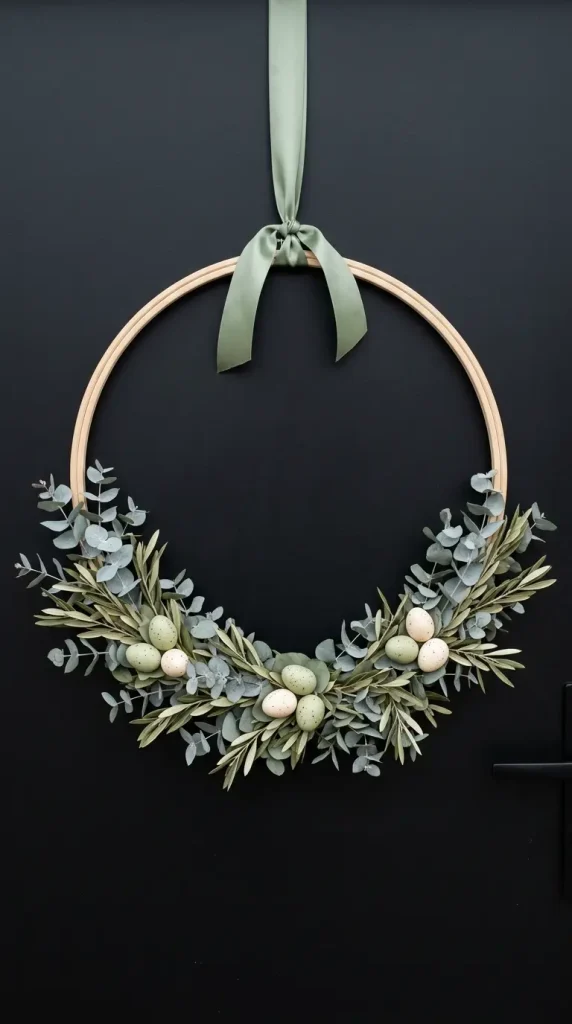 22 Cutest Easter Home Decor Speckled Egg Front Door Wreath 15 Speckled Egg and Wildflower Meadow Wreath