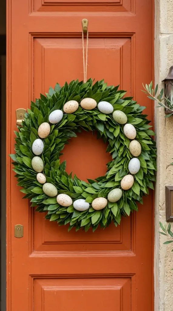 22 Cutest Easter Home Decor Speckled Egg Front Door Wreath 17 Speckled Egg and Ranunculus Wreath