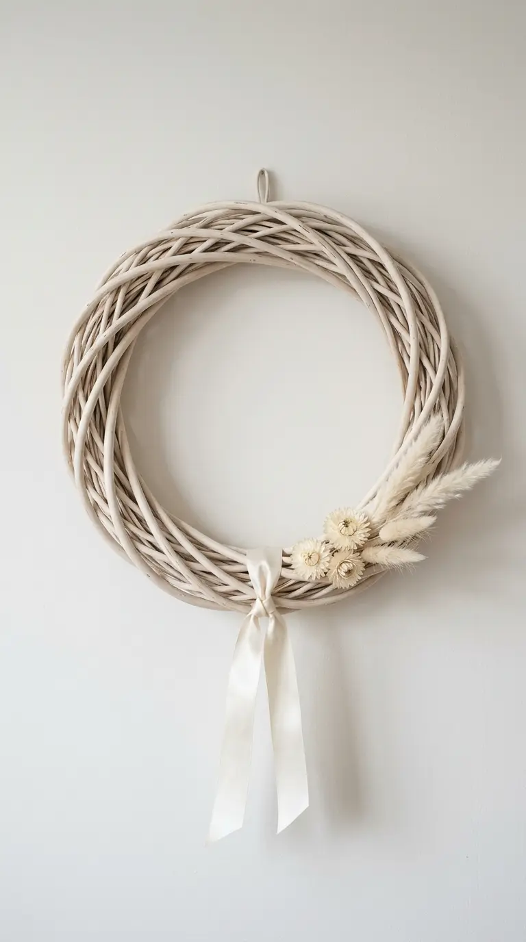 22 Classy Easter Decor Ideas That Feel Quietly Luxurious 18 Bleached Willow Wreath With Dried Botanical Accents