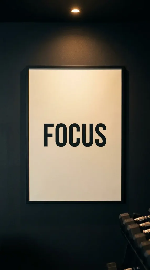 20 Luxury Home Gym Ideas - Dark Boutique Fitness Studio 18 Display Motivational Typography in a Dark Minimal Frame