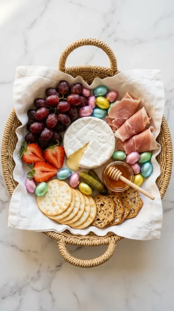 20 Cutest Easter Home Decor Bunny Charcuterie Board 18 Easter Bunny Charcuterie Board in a Basket