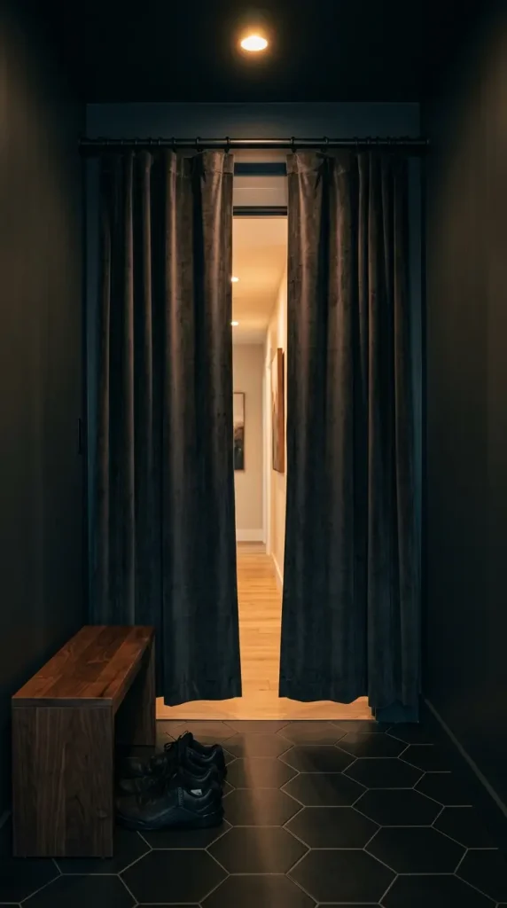 20 Luxury Home Gym Ideas - Dark Boutique Fitness Studio 19 Design a Dark Entryway Transition Into the Gym