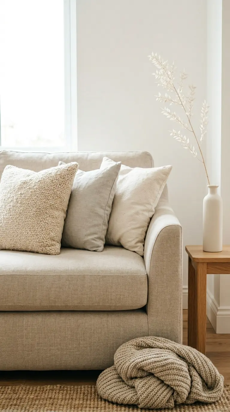 22 Classy Easter Decor Ideas That Feel Quietly Luxurious 19 Layered Neutral Throw and Pillow Refresh for Easter Morning