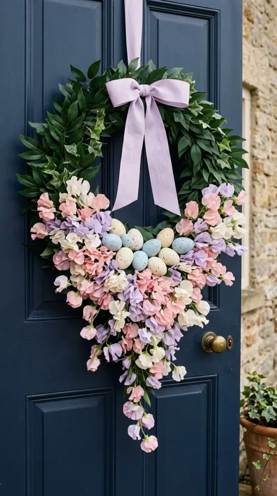 22 Cutest Easter Home Decor Speckled Egg Front Door Wreath 2 Speckled Egg and White Tulip Wreath