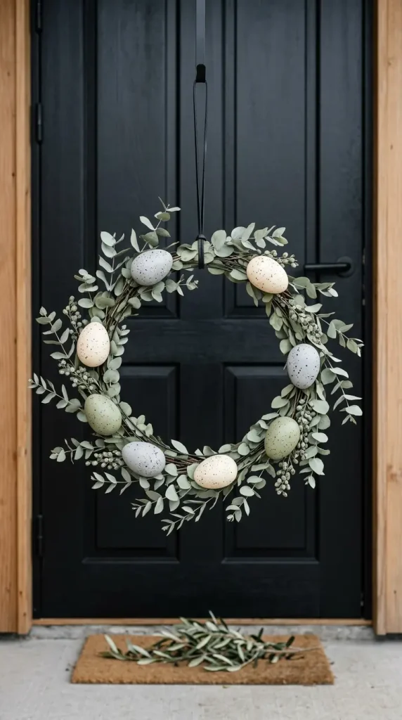 22 Cutest Easter Home Decor Speckled Egg Front Door Wreath 20 Speckled Egg Wreath With Gold Leaf Accents