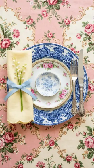 22 Cutest Easter Home Decor - Grandmillennial Chintz Style 3 3. Layer Vintage Floral China as an Easter Table Setting
