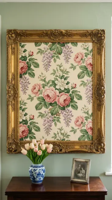 22 Cutest Easter Home Decor - Grandmillennial Chintz Style 5 5. Hang a Chintz Fabric Panel as Easter Wall Art
