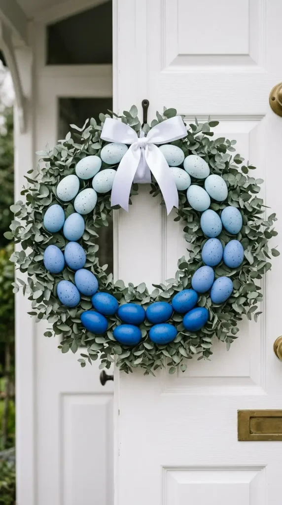 22 Cutest Easter Home Decor Speckled Egg Front Door Wreath 5 Speckled Egg Wreath With Dried Pampas and Bunny Tail Grass