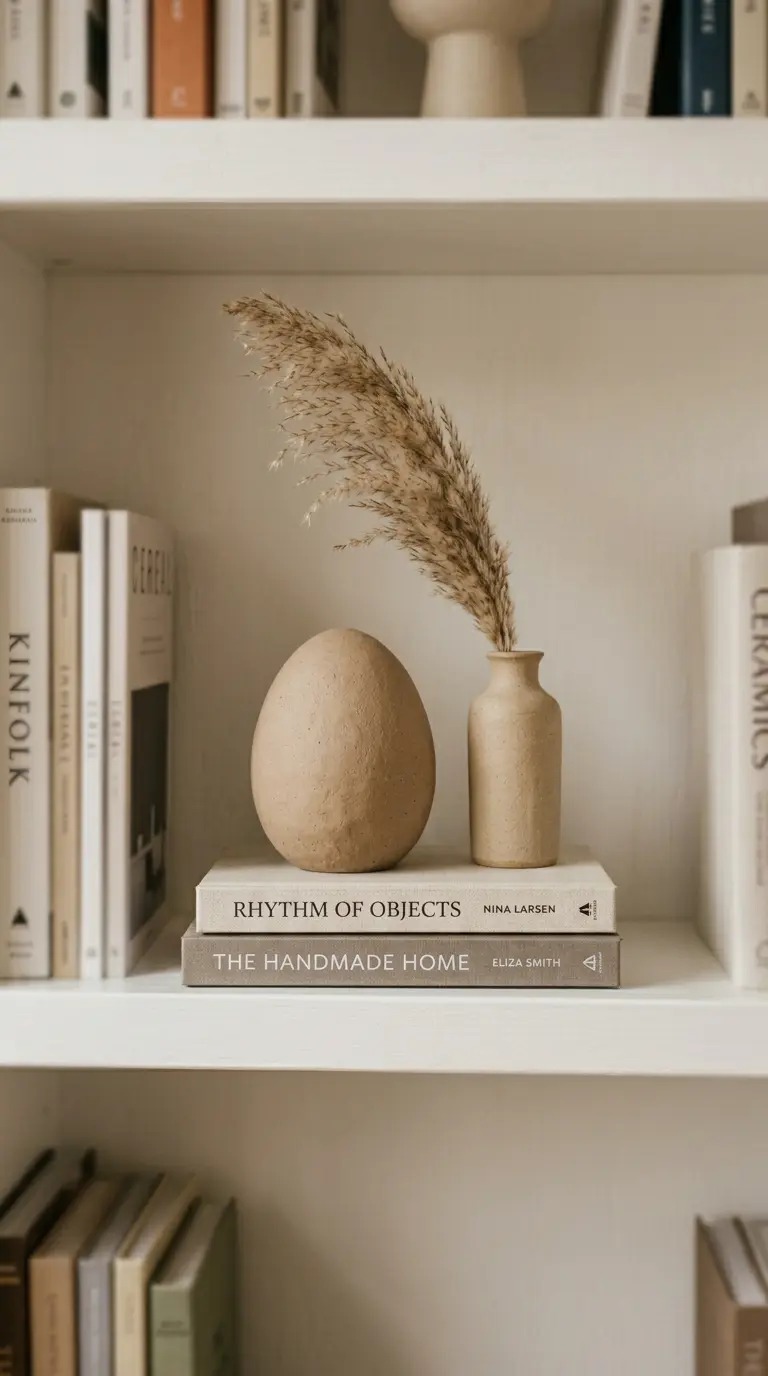 22 Classy Easter Decor Ideas That Feel Quietly Luxurious 14 Bookshelf Easter Vignette With Neutral Objects