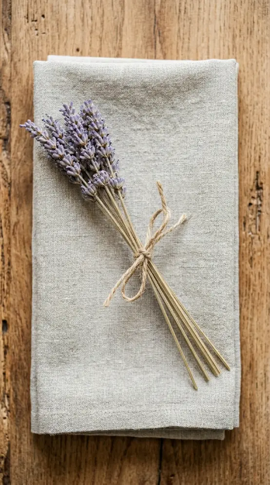 22 Classy Easter Decor Ideas That Feel Quietly Luxurious 17 Dried Lavender Bundles as Napkin Accents
