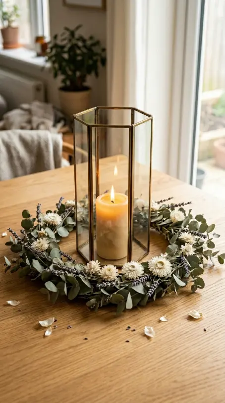 20 Spring Lantern Decor Ideas for Home and Garden 10 10. Lantern With Spring Wreath Around Its Base