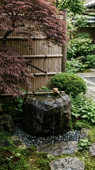 26 Front Yard Landscaping Ideas Luxury Water Feature Style 10 10. Moss and Stone Japanese-Inspired Water Basin