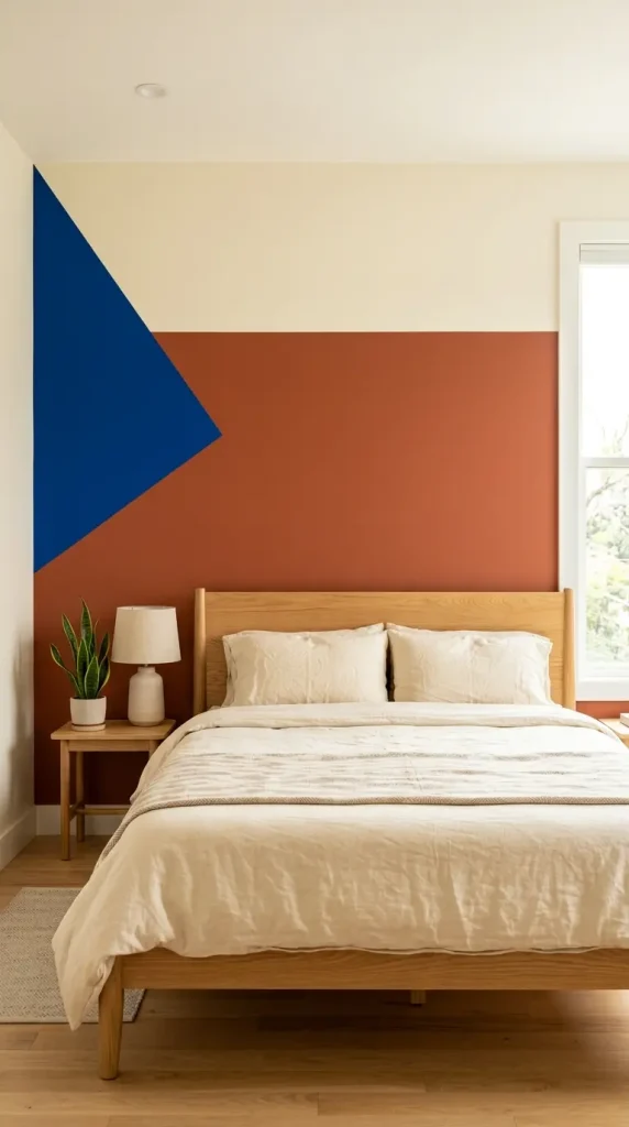 20 Funky Home Decor DIY Easy Ideas For Creative Homes 10 10. Paint a Color Block Accent Wall With Painter's Tape Geometry