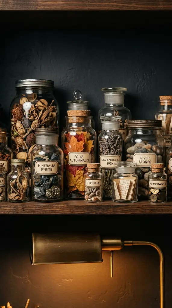 20 Quirky Home Decor Curiosity Cabinet Dark Office 10 10. Use Glass Apothecary Jars to Display Specimens and Collections