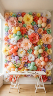 20 DIY Spring Party Decor Ideas Paper Flower Balloon Wall 10 10. Wild Garden Paper Flower and Balloon Wall