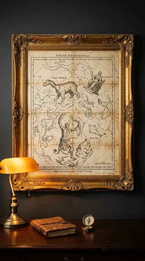 20 Quirky Home Decor Curiosity Cabinet Dark Office 11 11. Hang a Vintage Celestial or Antique World Map on the Dark Wall