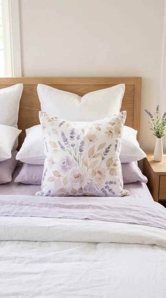20 Cute Throw Pillows That Make Every Room Smile 11 11. Lavender and Cream Floral Throw Pillow for a Soft Bedroom