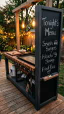 18 Easy Outdoor Kitchen DIY Ideas Blackstone Griddle Station 12 12. Blackstone Station With Chalkboard Menu Side Panel