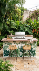 18 Easy Outdoor Kitchen DIY Ideas Cinder Block Grill Station 12 12. Cinder Block Grill Station With Painted Mural Face