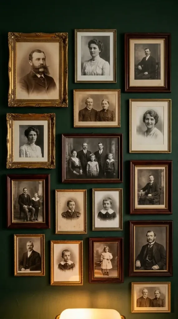 20 Quirky Home Decor Curiosity Cabinet Dark Office 12 12. Create a Dark Academia Gallery Wall With Vintage Portraits