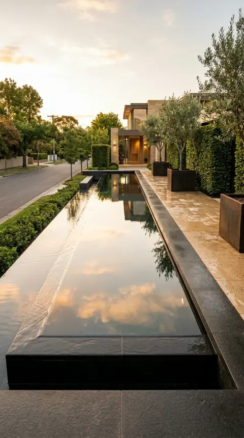 26 Front Yard Landscaping Ideas Luxury Water Feature Style 12 12. Linear Infinity Edge Front Garden Pool