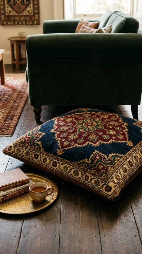 20 Funky Throw Pillows Ideas That Actually Make a Statement 12 12. Oversized Floor Pillow in Bold Fabric
