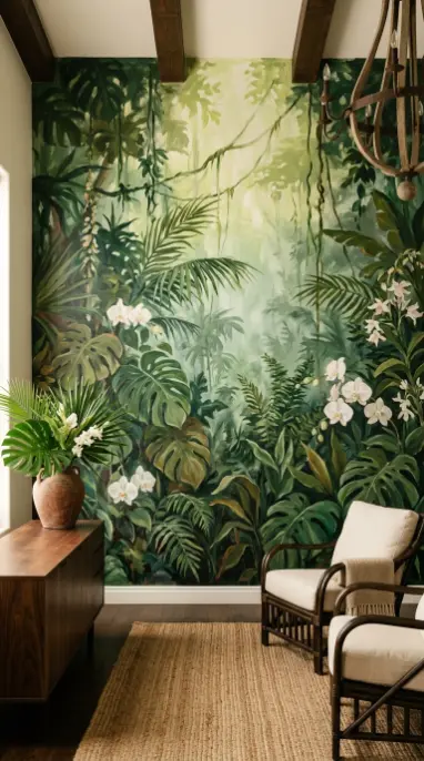 28 Wall Decor Ideas That Transform Every Blank Surface 13 13. Wall Mural — Hand-Painted or Peel-and-Stick