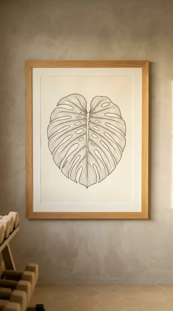 18 Warm Neutral Home Gym Studio Spare Bedroom Conversion 13 13. Warm Neutral Home Gym With Oversized Botanical Art Print