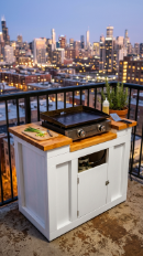 18 Easy Outdoor Kitchen DIY Ideas Blackstone Griddle Station 14 14. Compact Apartment Balcony Blackstone Station
