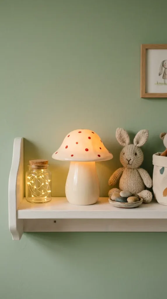 18 Mushroom Lamp Decor Ideas for Every Home Aesthetic 14 14. Small Mushroom Night Light in a Child's Bedroom