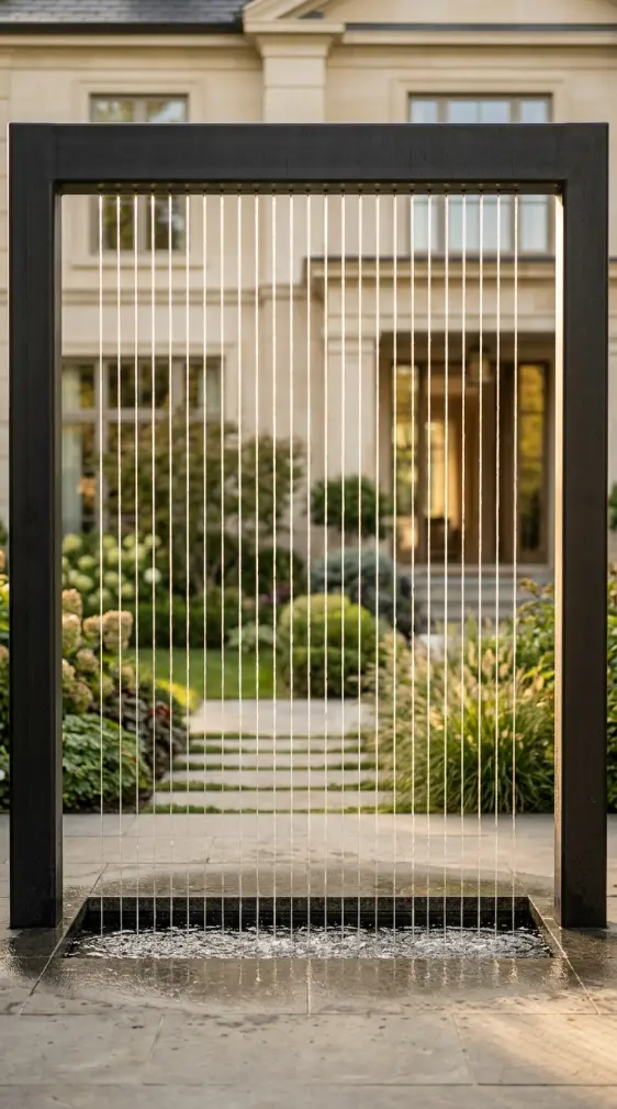 26 Front Yard Landscaping Ideas Luxury Water Feature Style 15 15. Rain Curtain Water Feature Entry Gate