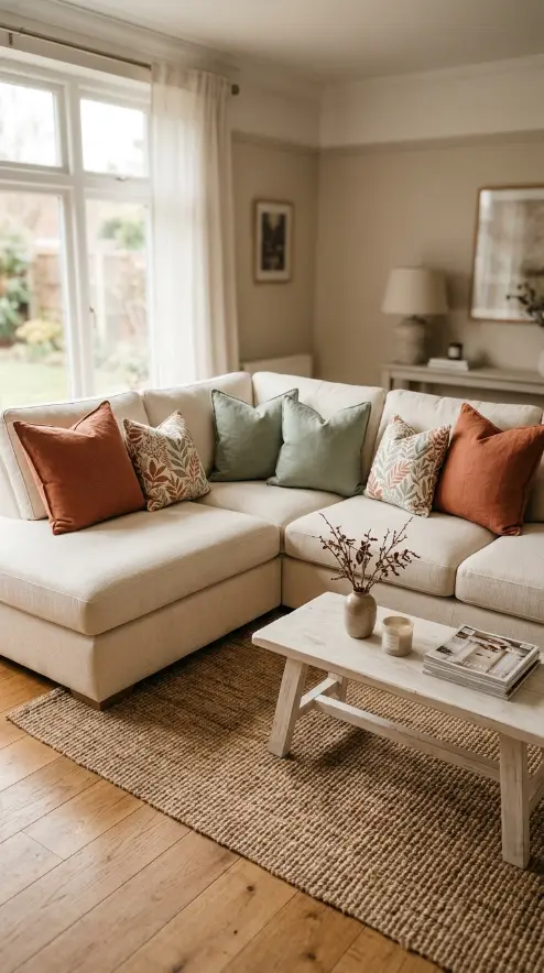 25 Throw Pillow Combinations That Transform Any Sofa 15 15. The Sectional Sofa L-Shape Pillow Formula