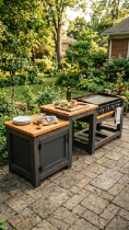 18 Easy Outdoor Kitchen DIY Ideas Blackstone Griddle Station 16 16. Blackstone Station With Multi-Level Tiered Counter