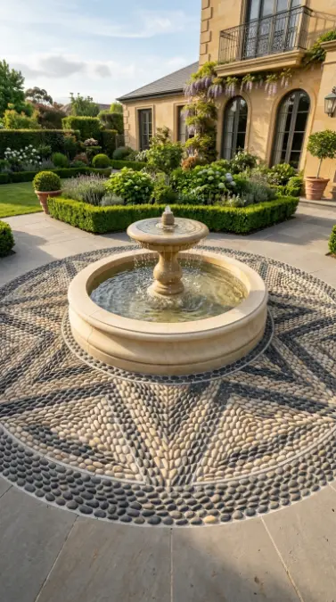 26 Front Yard Landscaping Ideas Luxury Water Feature Style 16 16. Pebble Mosaic Fountain Base With Formal Basin