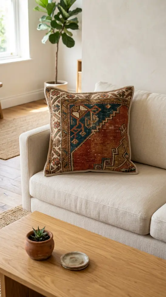 20 Decorative Pillow Ideas That Instantly Elevate Any Room 16 16. Vintage and Antique Fabric Decorative Pillows as Room Storytellers