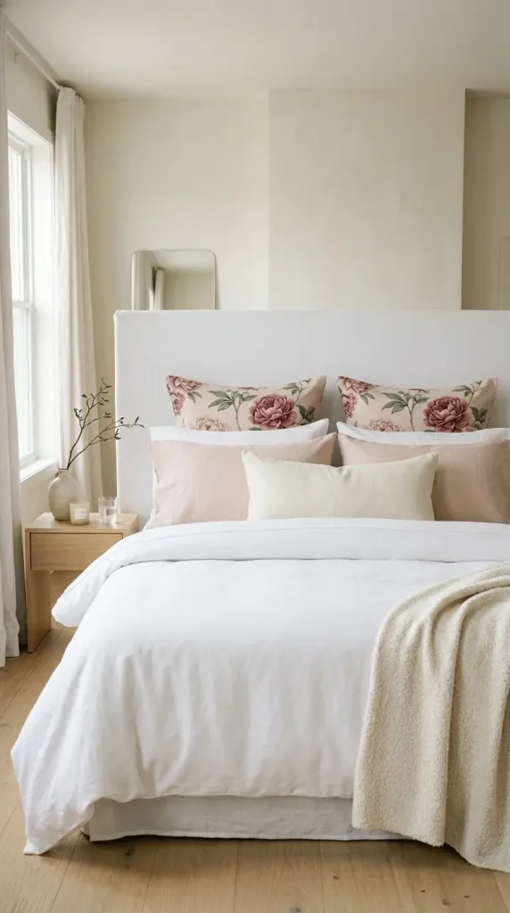 22 Floral Bedding Ideas Blush Peony Romantic Luxury Bed 17 17. Peony Print Pillowcases as the Only Floral Element