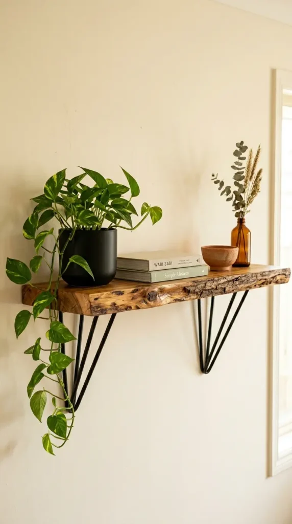 20 Funky Home Decor DIY Easy Ideas For Creative Homes 19 19. DIY a Floating Shelf From a Reclaimed Timber Plank and Hairpin Legs