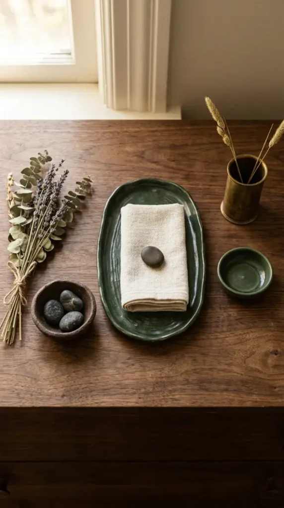 22 Earthy Cozy Bedroom - Dark Green Velvet Brass Luxury 19 19. Earthy Ceramic Bedroom Accessories in Dark Green and Brown