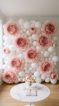 20 DIY Spring Party Decor Ideas Paper Flower Balloon Wall 19 19. Giant Peony Paper Flower and Balloon Wall